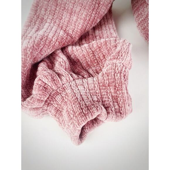 NWT Mauve Pink Chenille V-Neck Hoodie Slouchy Sleeve Relaxed Preppy Boho SZ M - Picture 3 of 7
